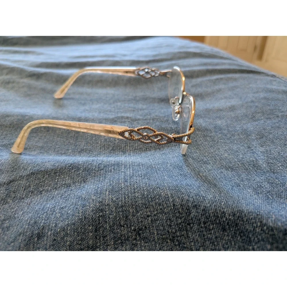 Oleg Glasses Women Silver Tone Gold Tone Embellished Eyeglasses Frames 51-17